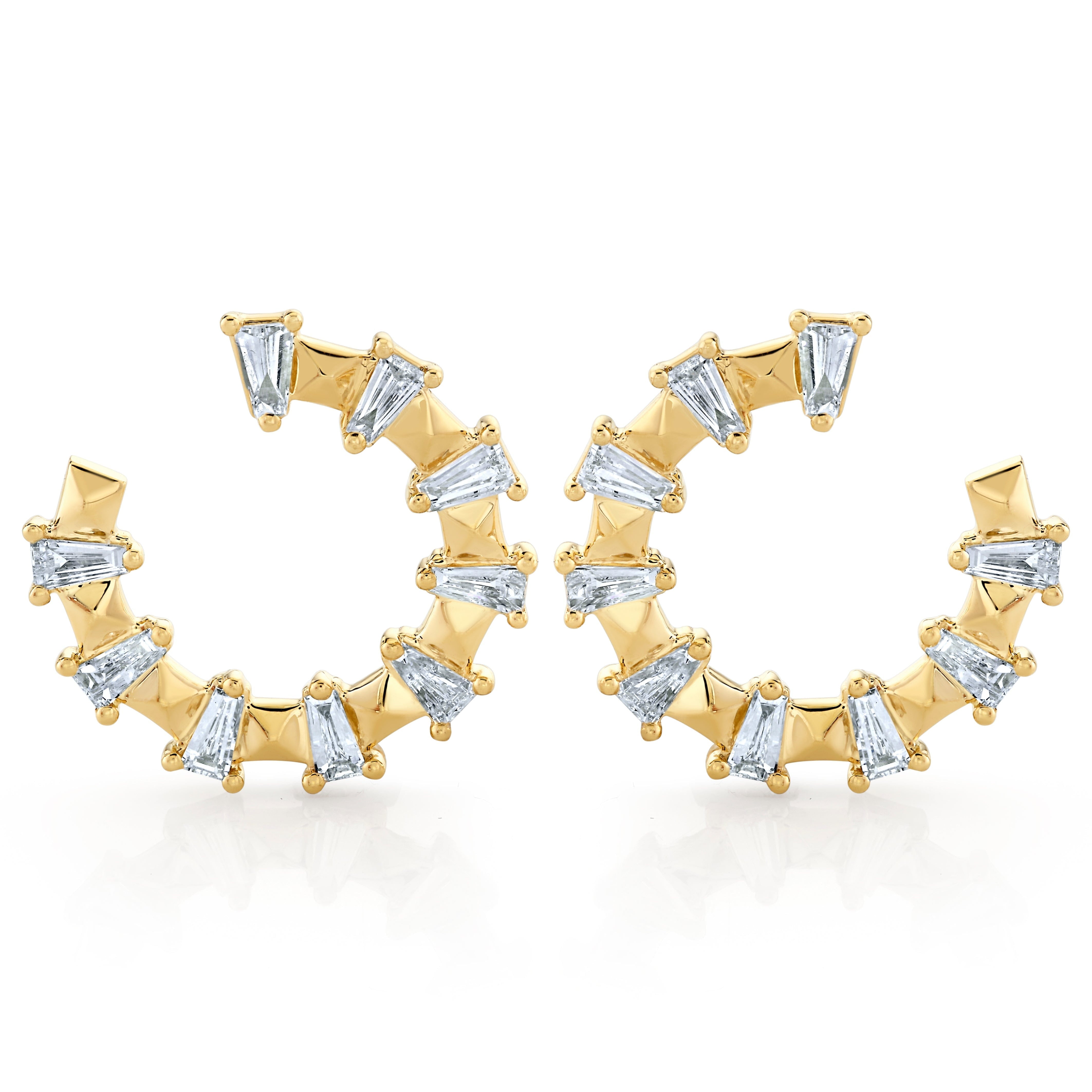 MICHAEL M Fashion Earrings Montage Baguette Front-to-Back Hoops