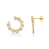 MICHAEL M Fashion Earrings Montage Baguette Front-to-Back Hoops