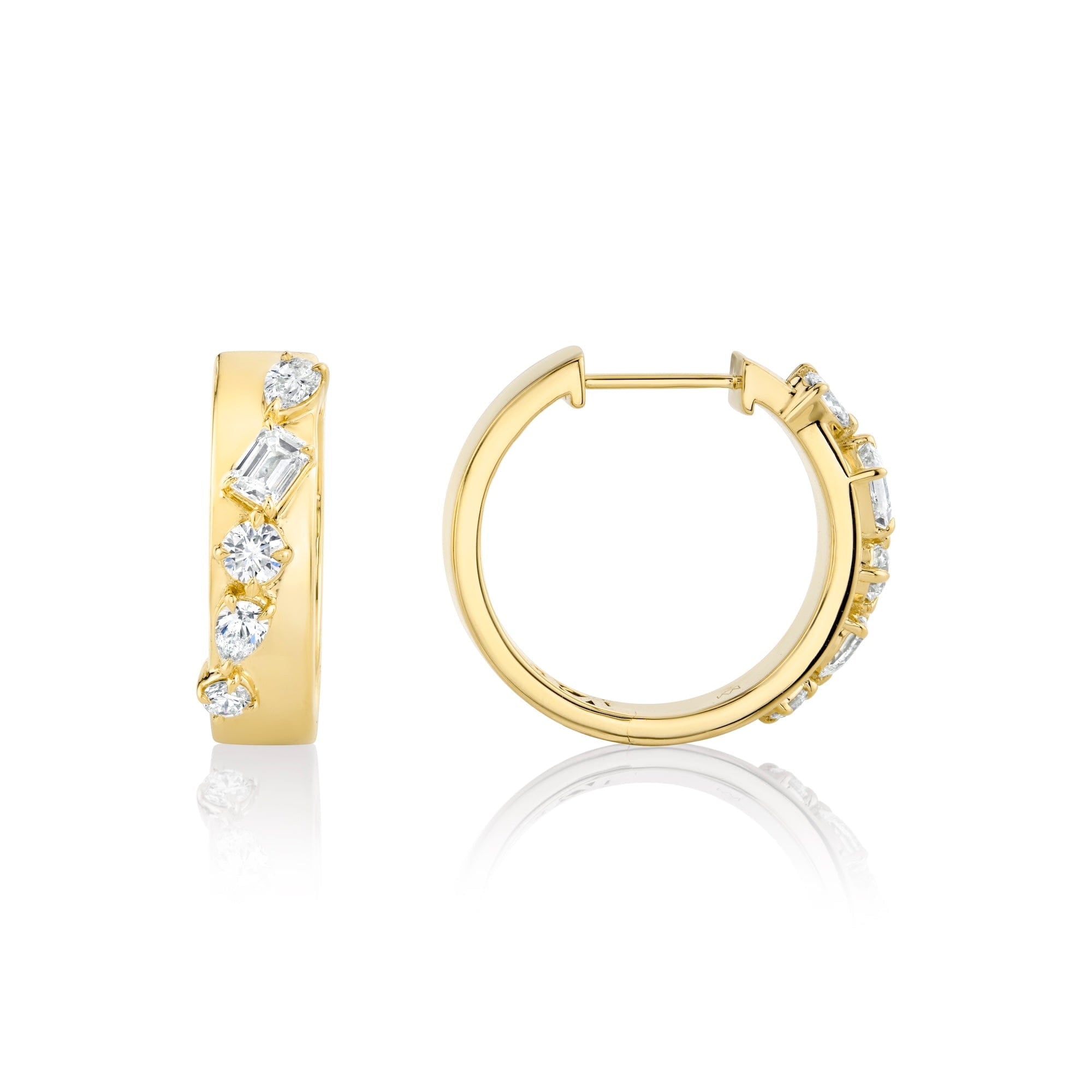 MICHAEL M Fashion Earrings Montage Diamond Cross Hoops