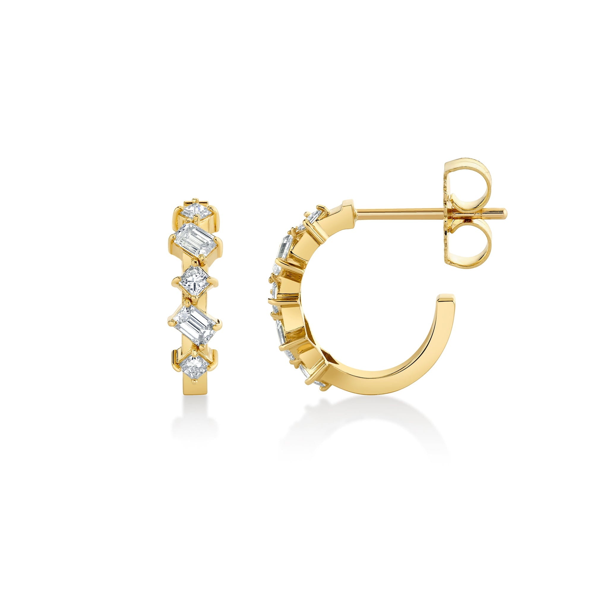 MICHAEL M Fashion Earrings Montage Emerald and Princess Cut Diamond Hoops