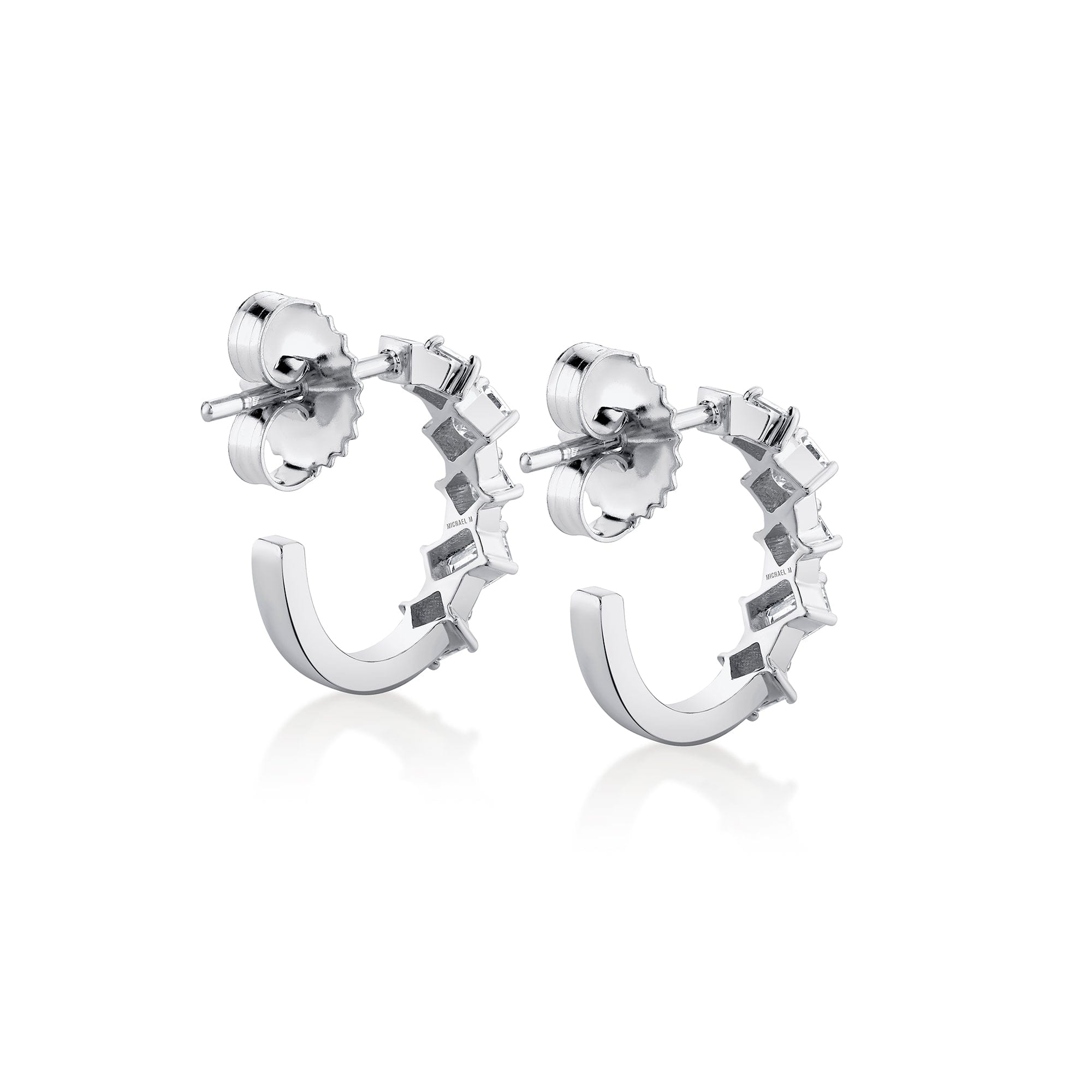 MICHAEL M Fashion Earrings Montage Emerald and Princess Cut Diamond Hoops