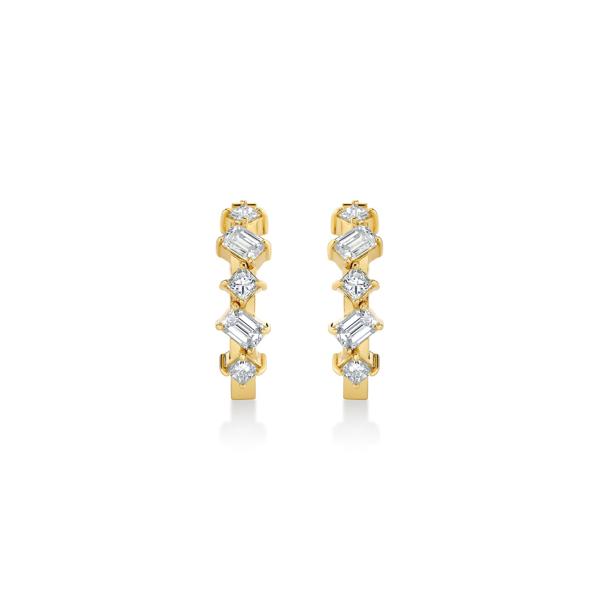 MICHAEL M Fashion Earrings Montage Emerald and Princess Cut Diamond Hoops