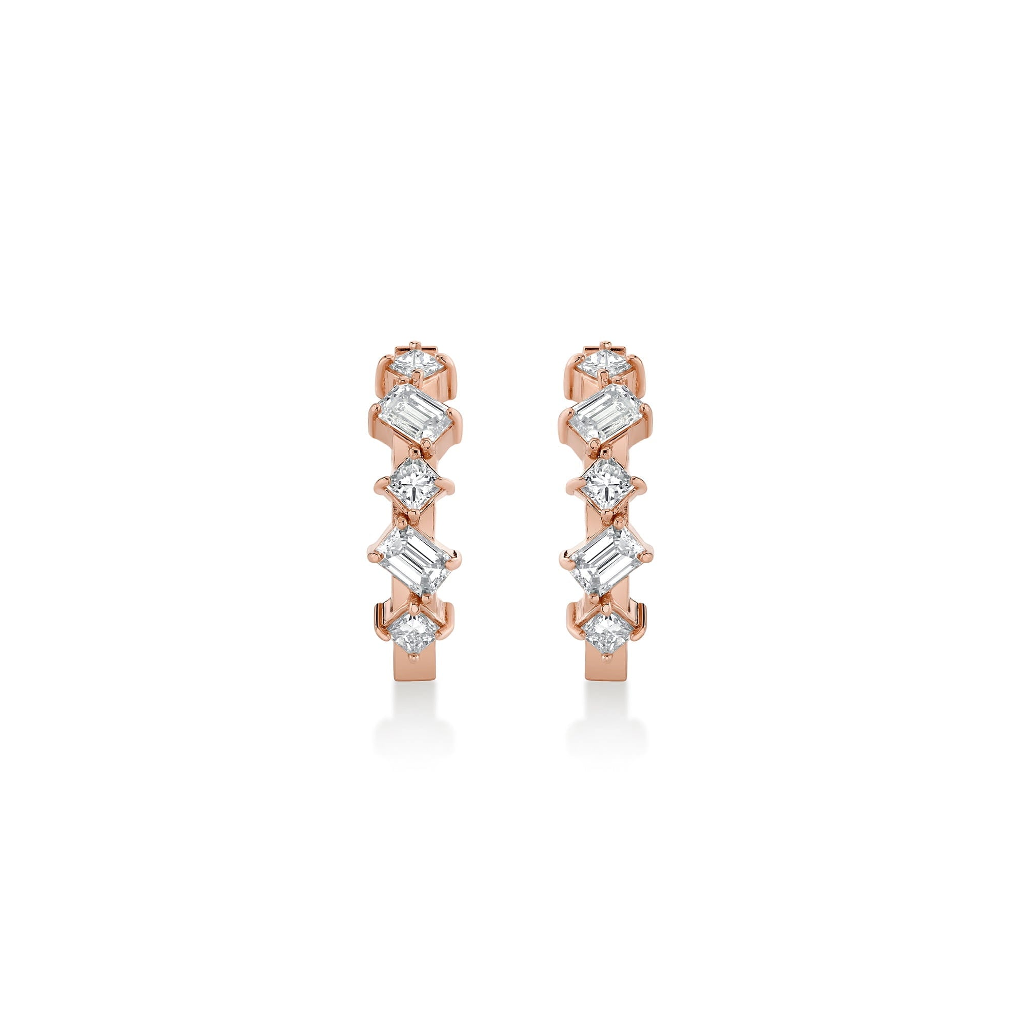 MICHAEL M Fashion Earrings Montage Emerald and Princess Cut Diamond Hoops