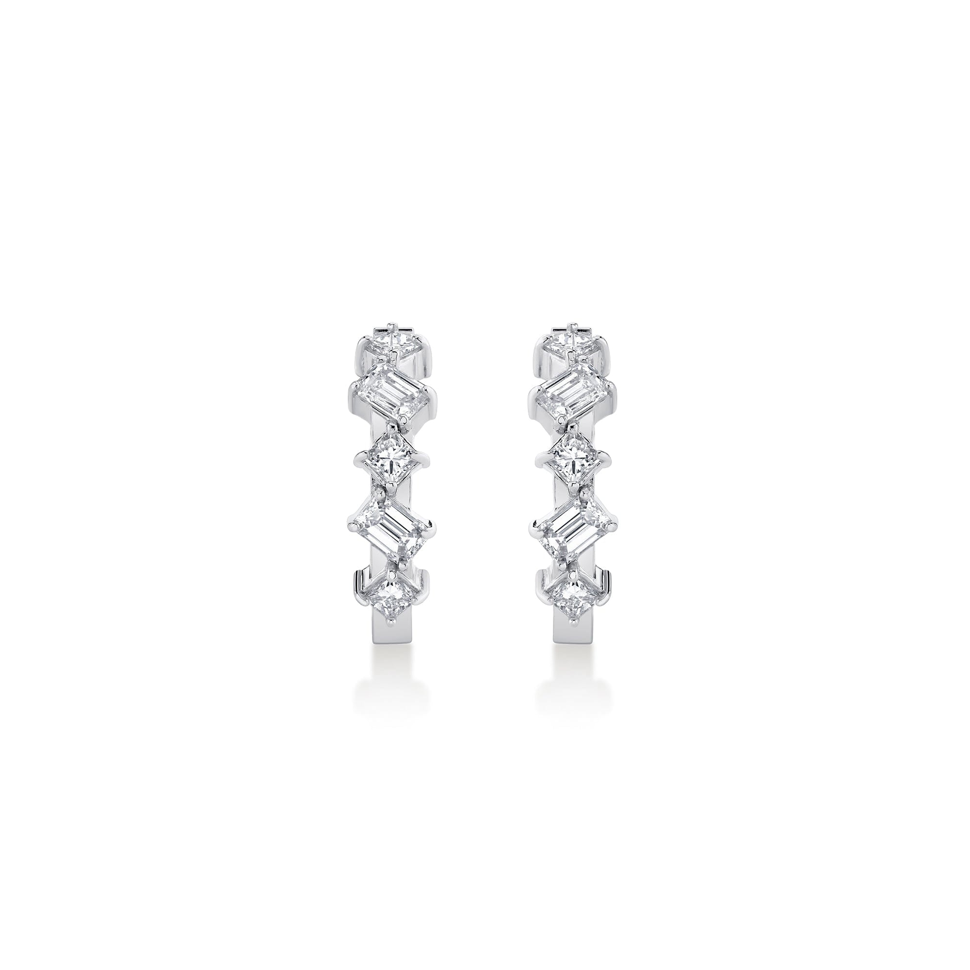 MICHAEL M Fashion Earrings Montage Emerald and Princess Cut Diamond Hoops