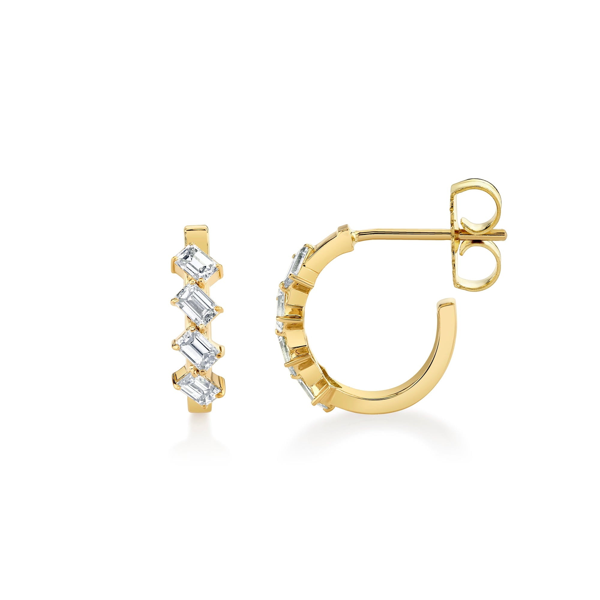 MICHAEL M Fashion Earrings Montage Emerald Cut Diamond Hoops