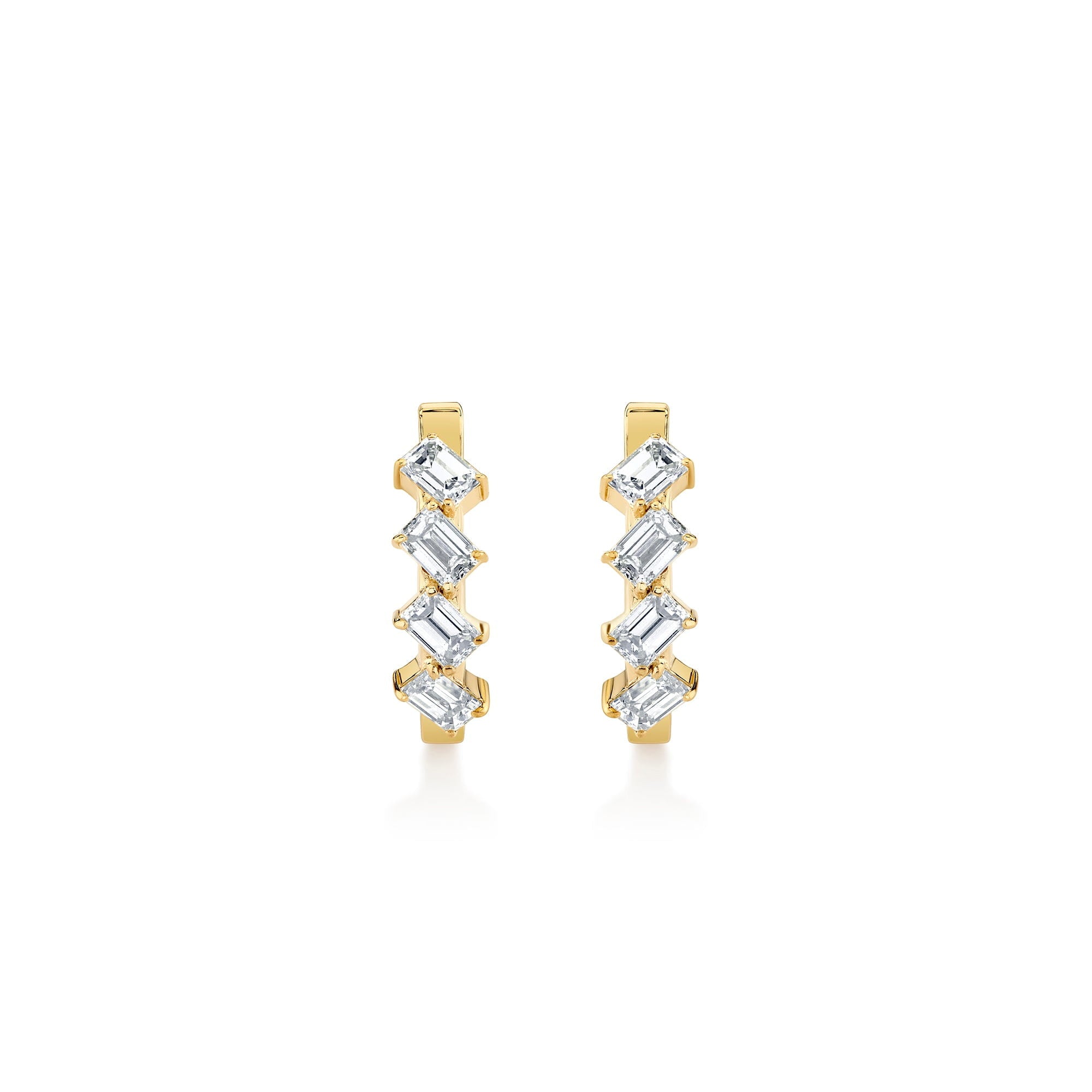 MICHAEL M Fashion Earrings Montage Emerald Cut Diamond Hoops