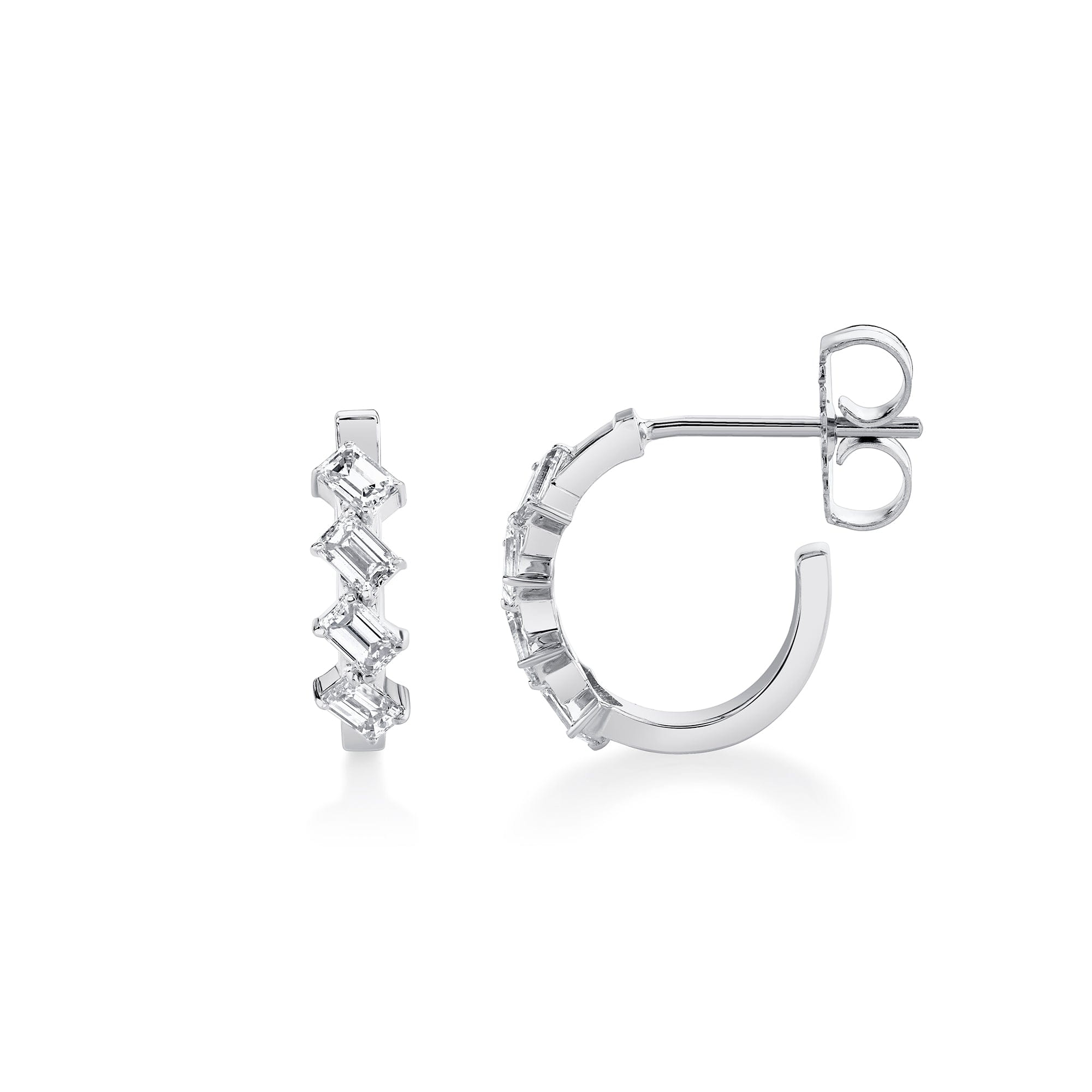 MICHAEL M Fashion Earrings Montage Emerald Cut Diamond Hoops
