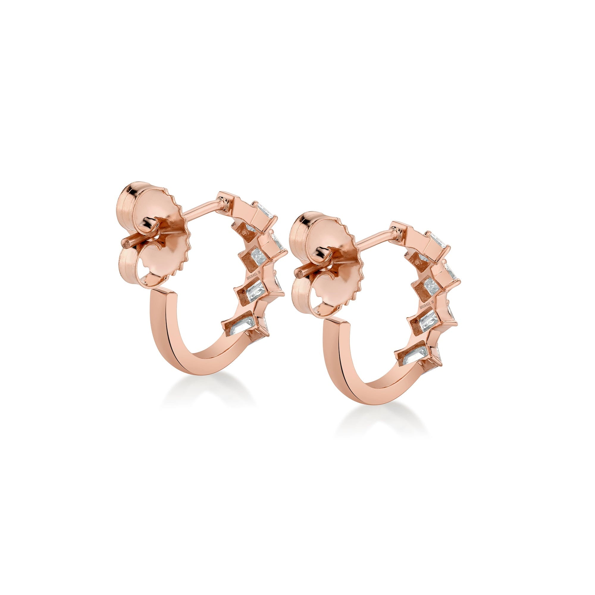 MICHAEL M Fashion Earrings Montage Emerald Cut Diamond Hoops