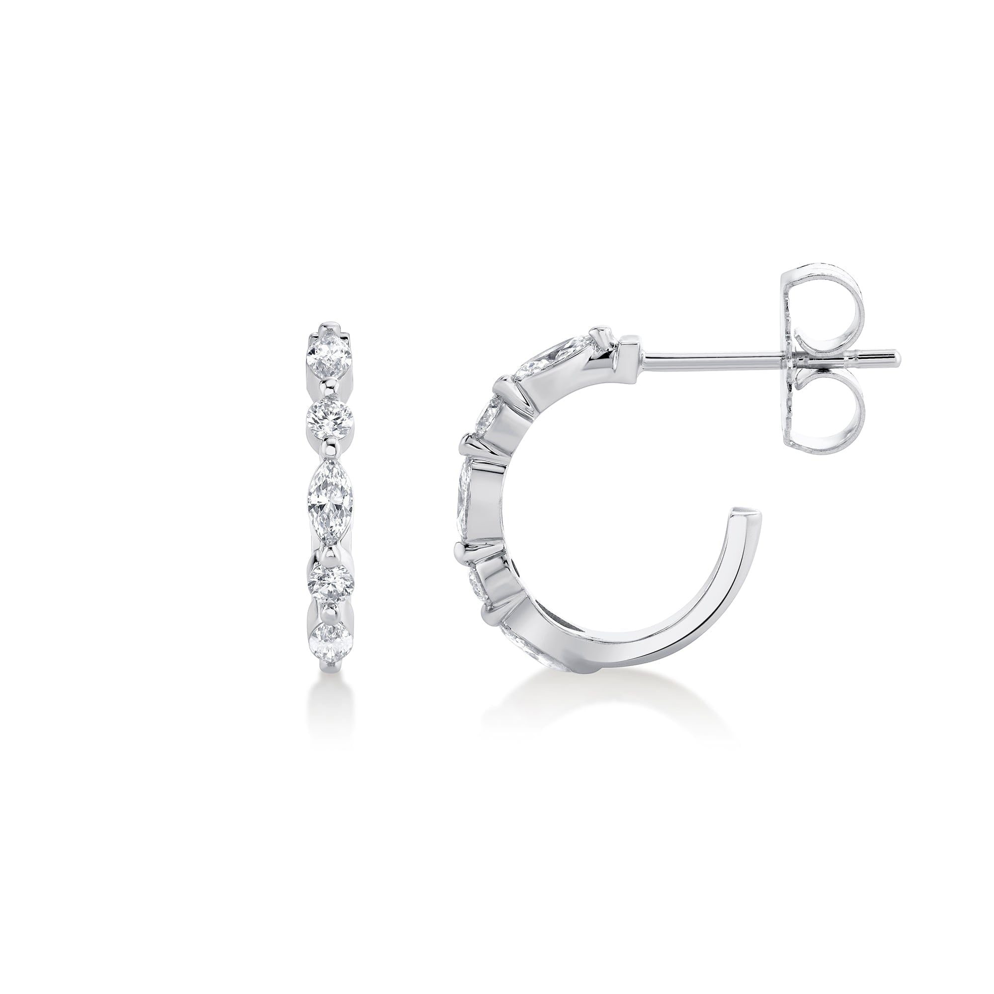 MICHAEL M Fashion Earrings Montage Marquise and Round Cut Diamond Hoops