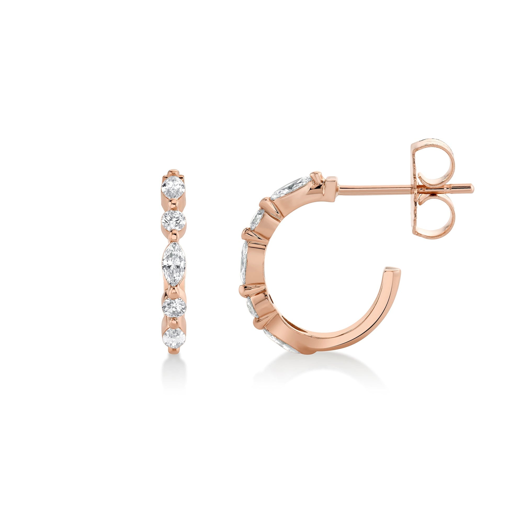 MICHAEL M Fashion Earrings Montage Marquise and Round Cut Diamond Hoops