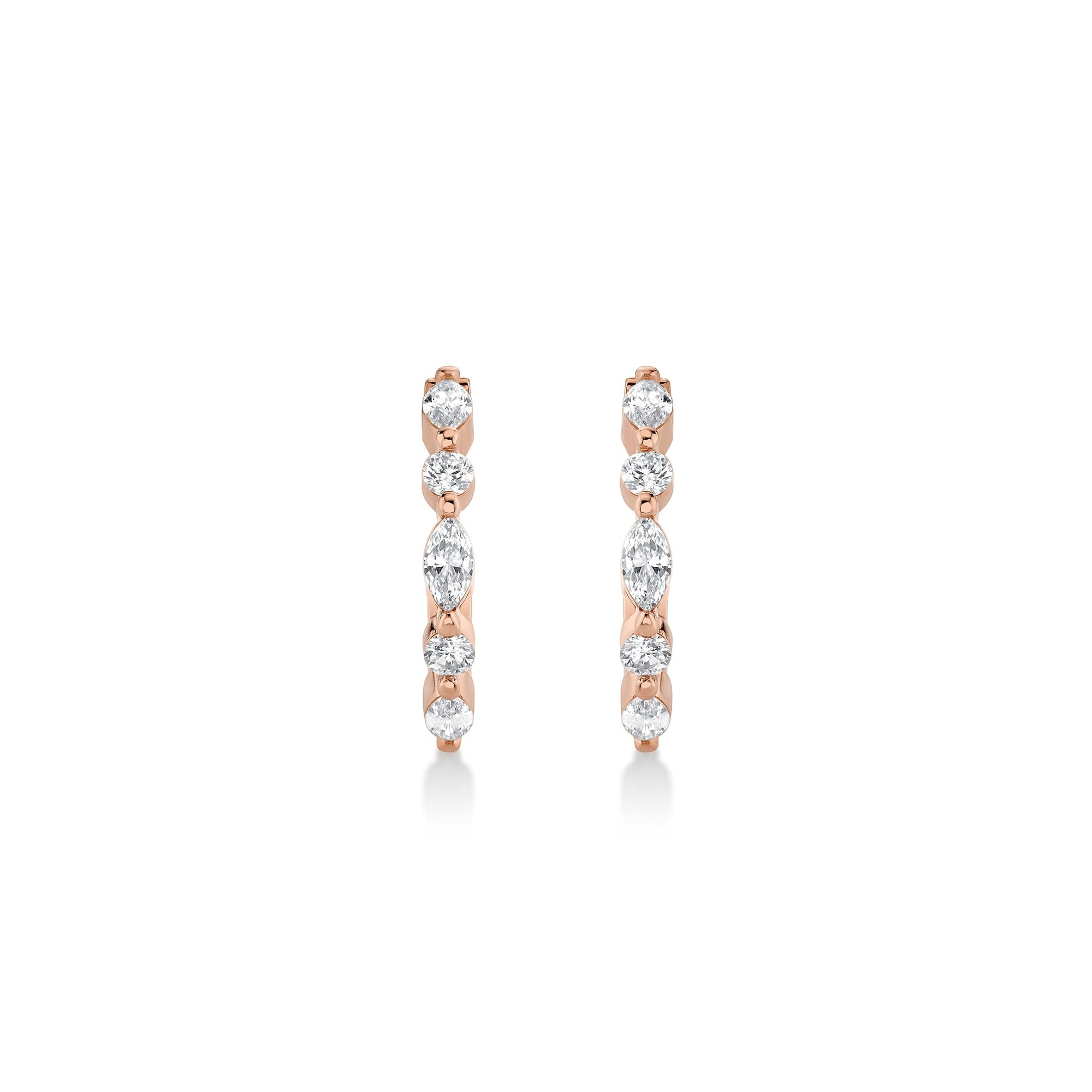 MICHAEL M Fashion Earrings Montage Marquise and Round Cut Diamond Hoops
