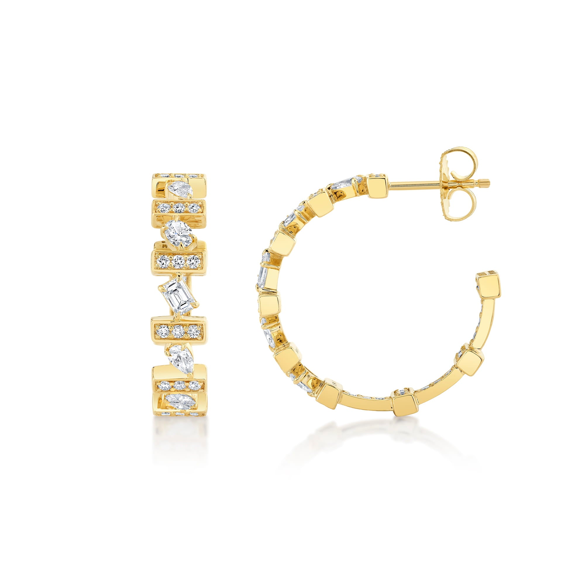MICHAEL M Fashion Earrings Montage Mixed-Cut Pavé Bar Earrings