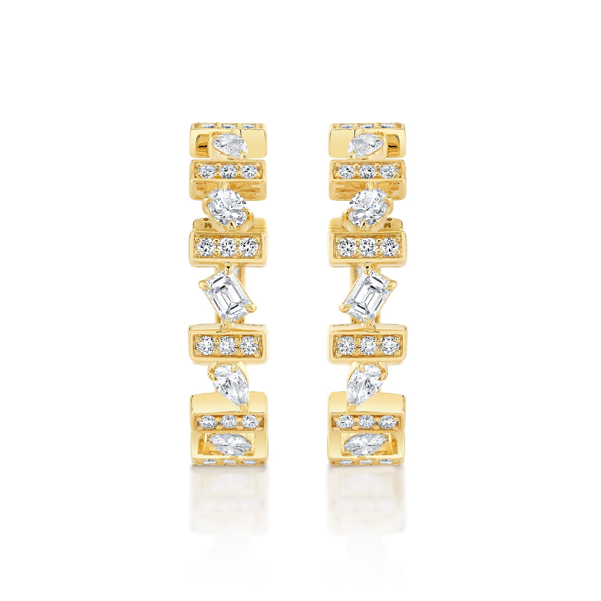 MICHAEL M Fashion Earrings Montage Mixed-Cut Pavé Bar Earrings