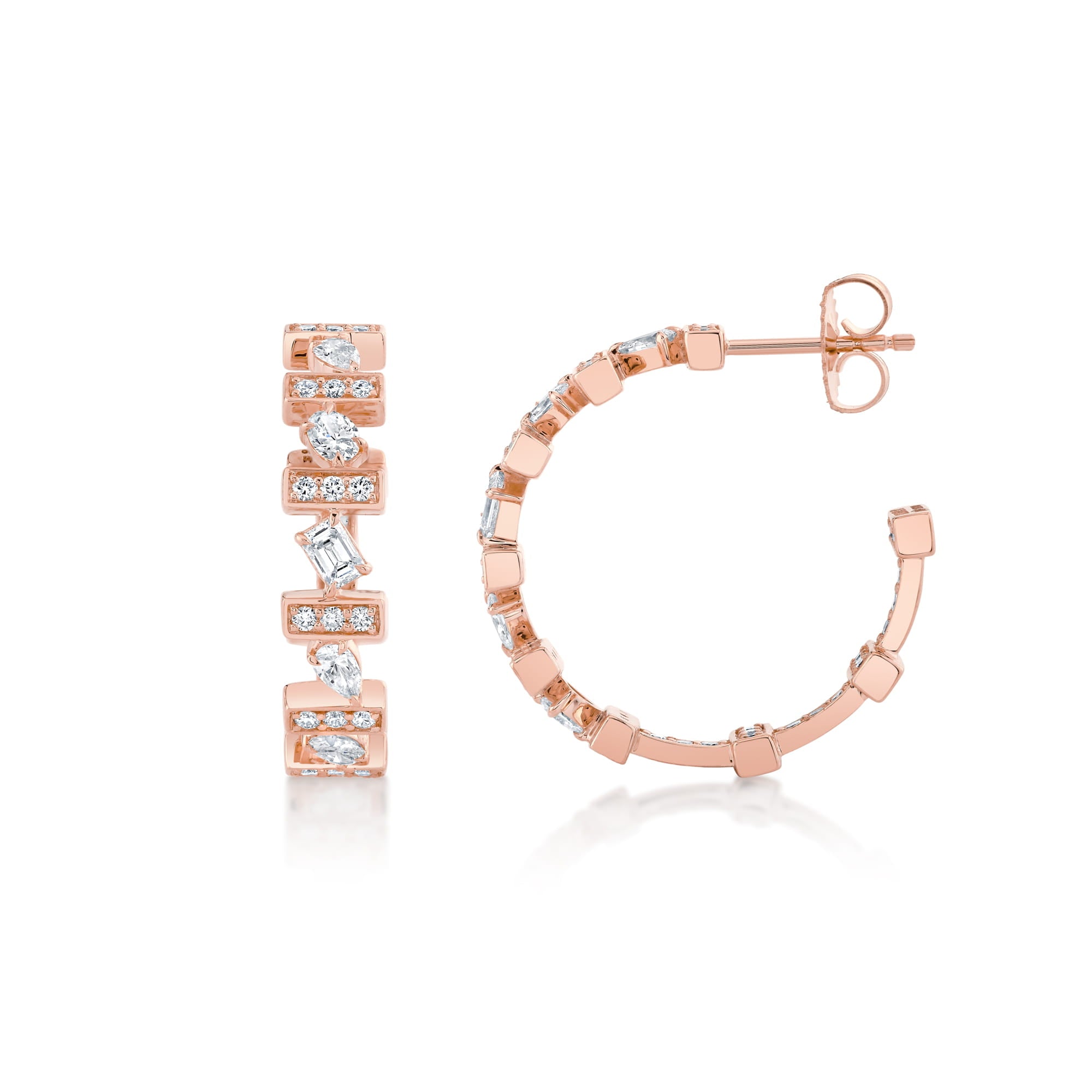 MICHAEL M Fashion Earrings Montage Mixed-Cut Pavé Bar Earrings