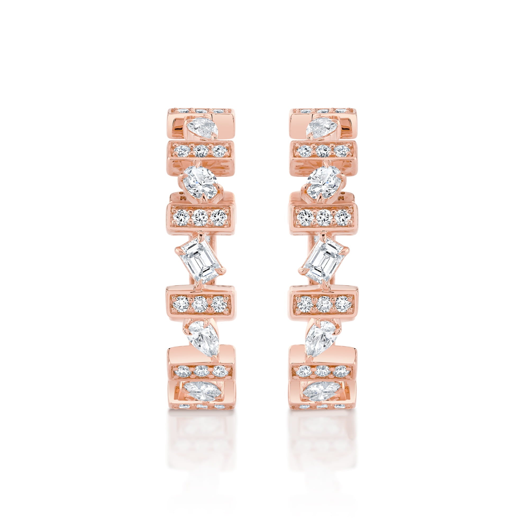 MICHAEL M Fashion Earrings Montage Mixed-Cut Pavé Bar Earrings