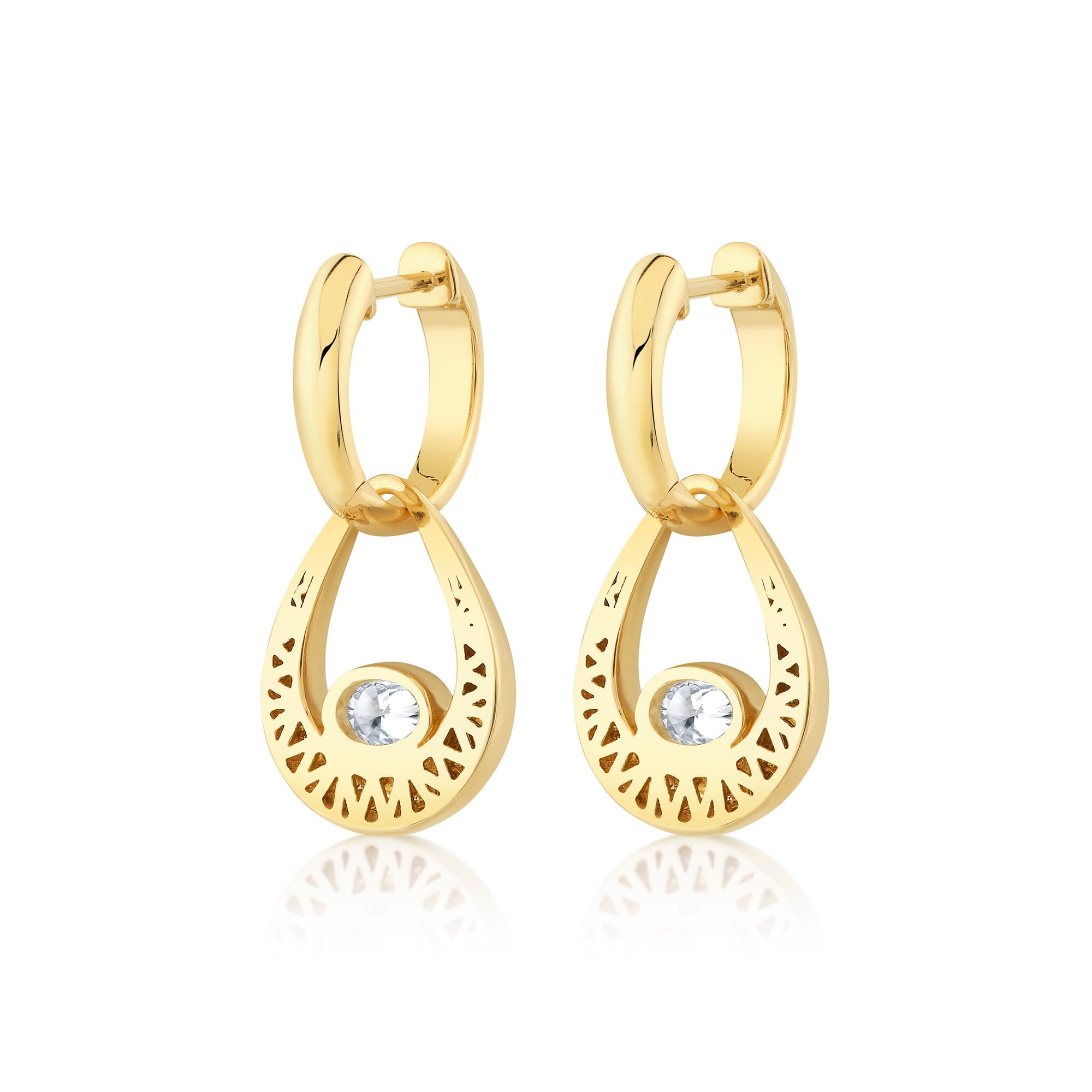 MICHAEL M Fashion Earrings Orb Teardrop Bezel Drop Earrings