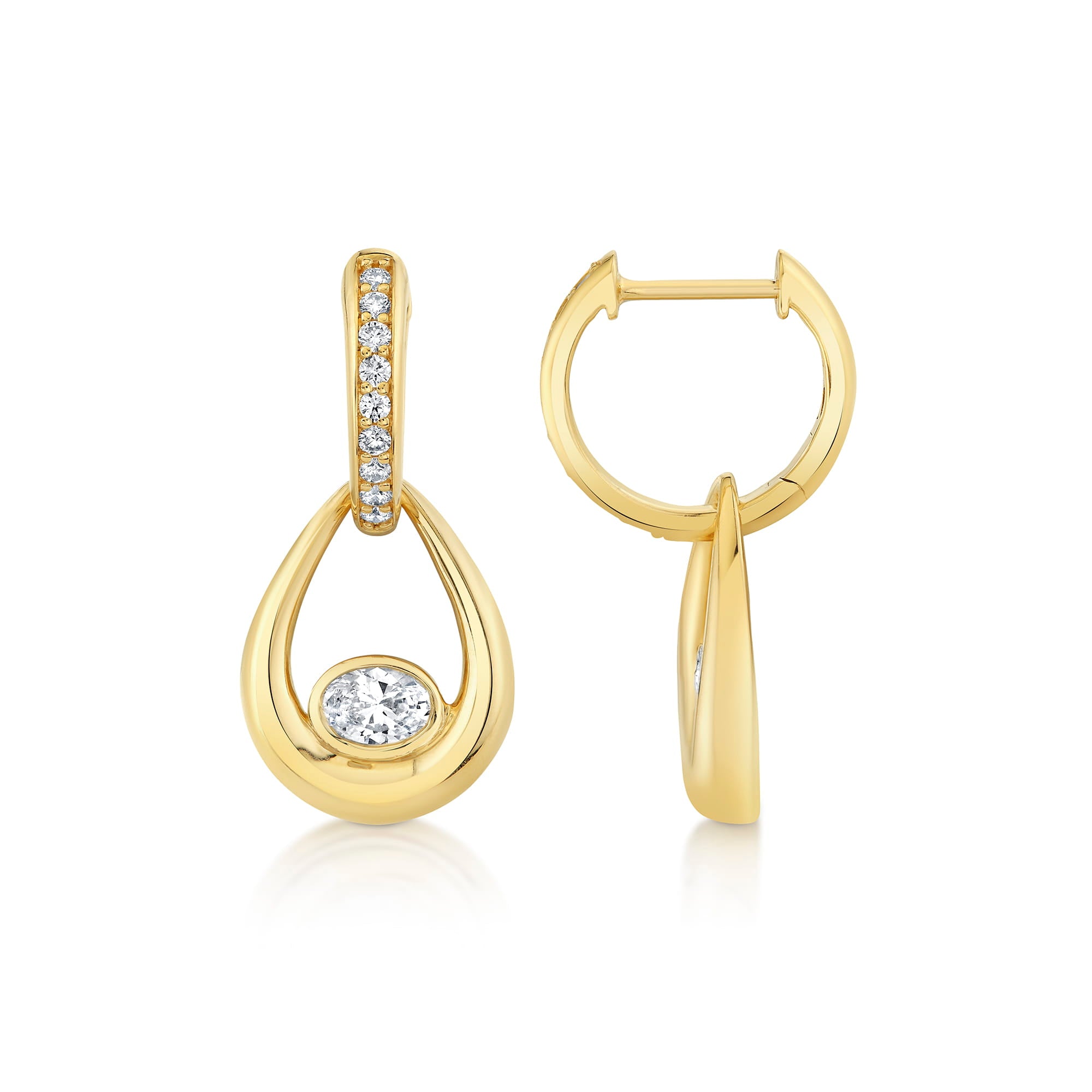 MICHAEL M Fashion Earrings Orb Teardrop Bezel Drop Earrings