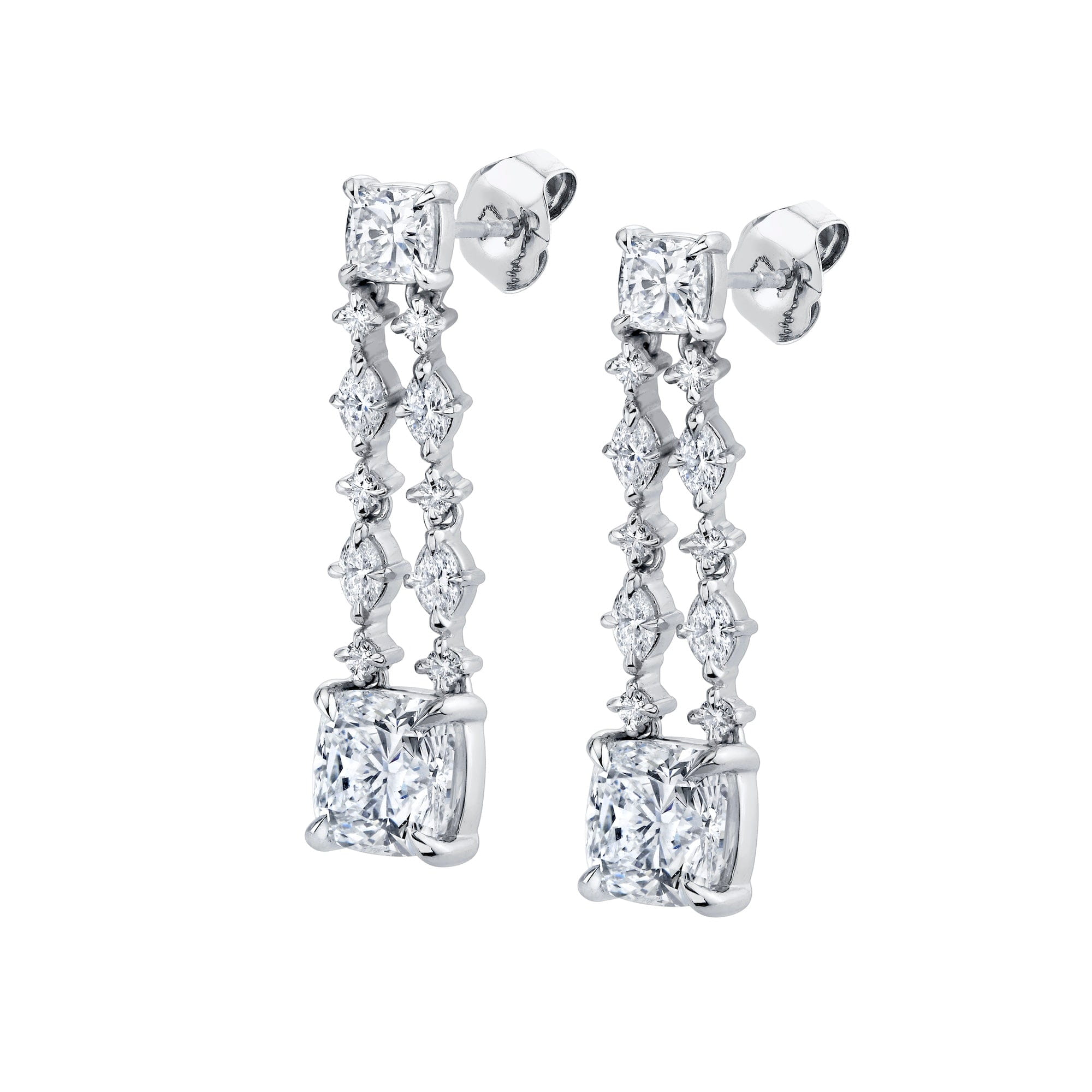 MICHAEL M Fashion Earrings Platinum Montage Cushion Cut Drop Earrings