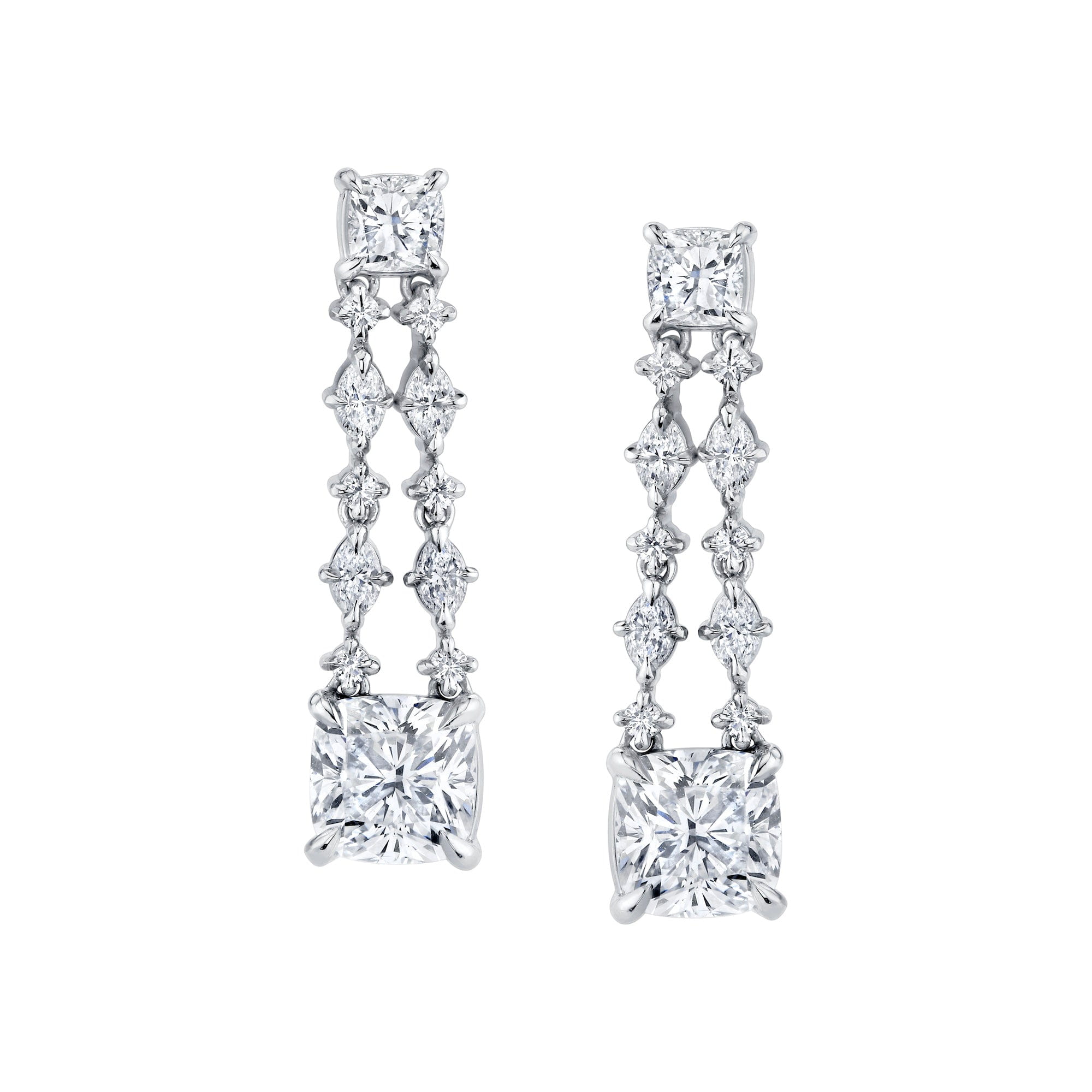 MICHAEL M Fashion Earrings Platinum Montage Cushion Cut Drop Earrings