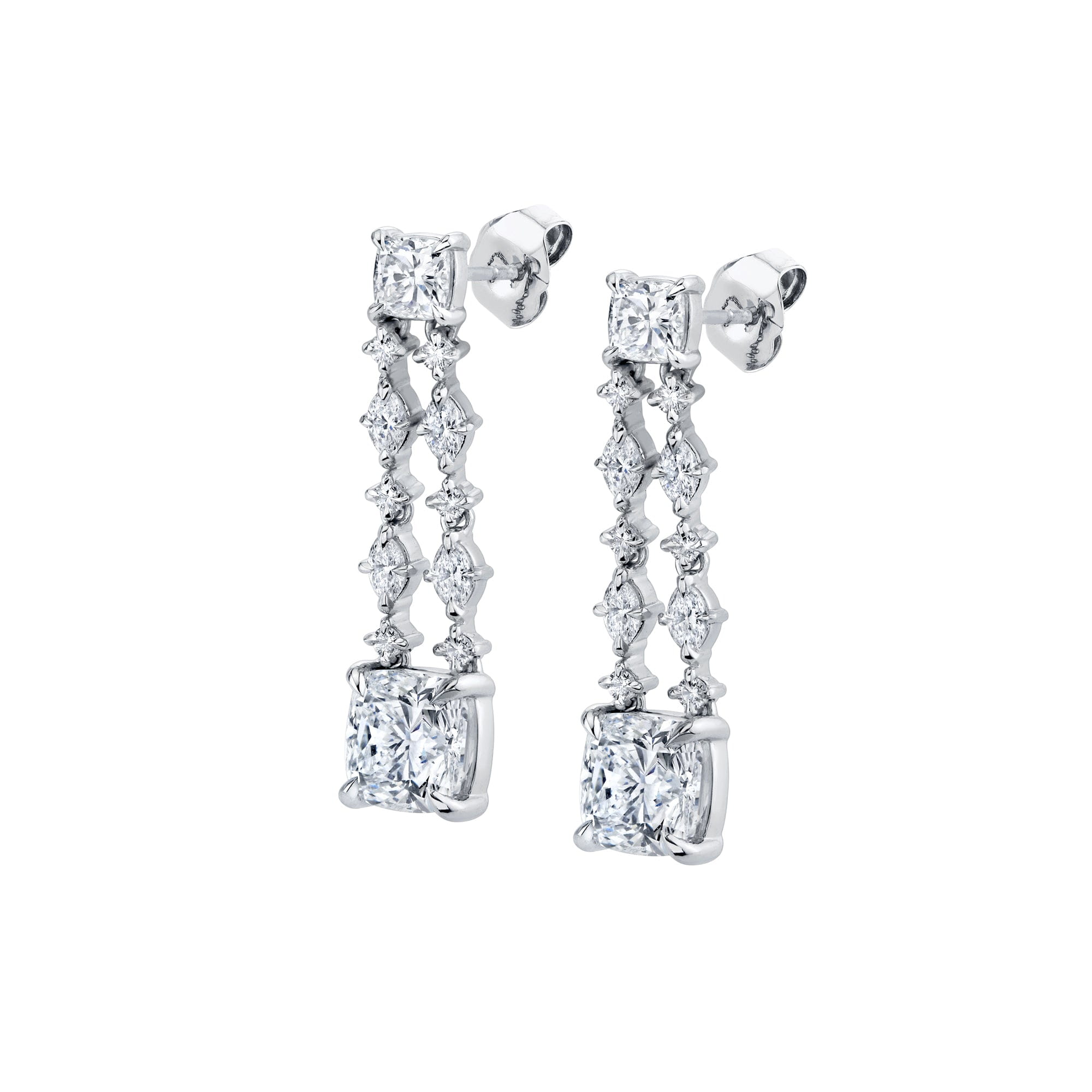 MICHAEL M Fashion Earrings Platinum Montage Cushion Cut Drop Earrings