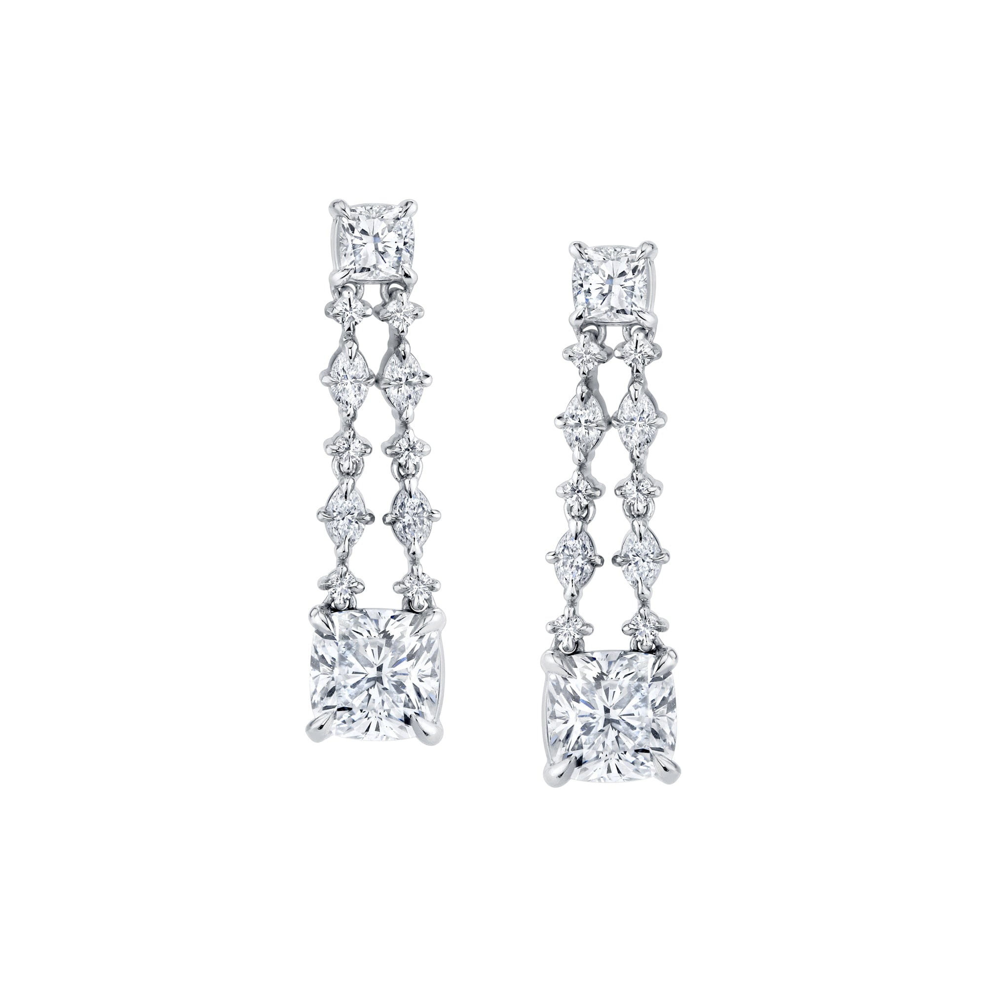 MICHAEL M Fashion Earrings Platinum Montage Cushion Cut Drop Earrings