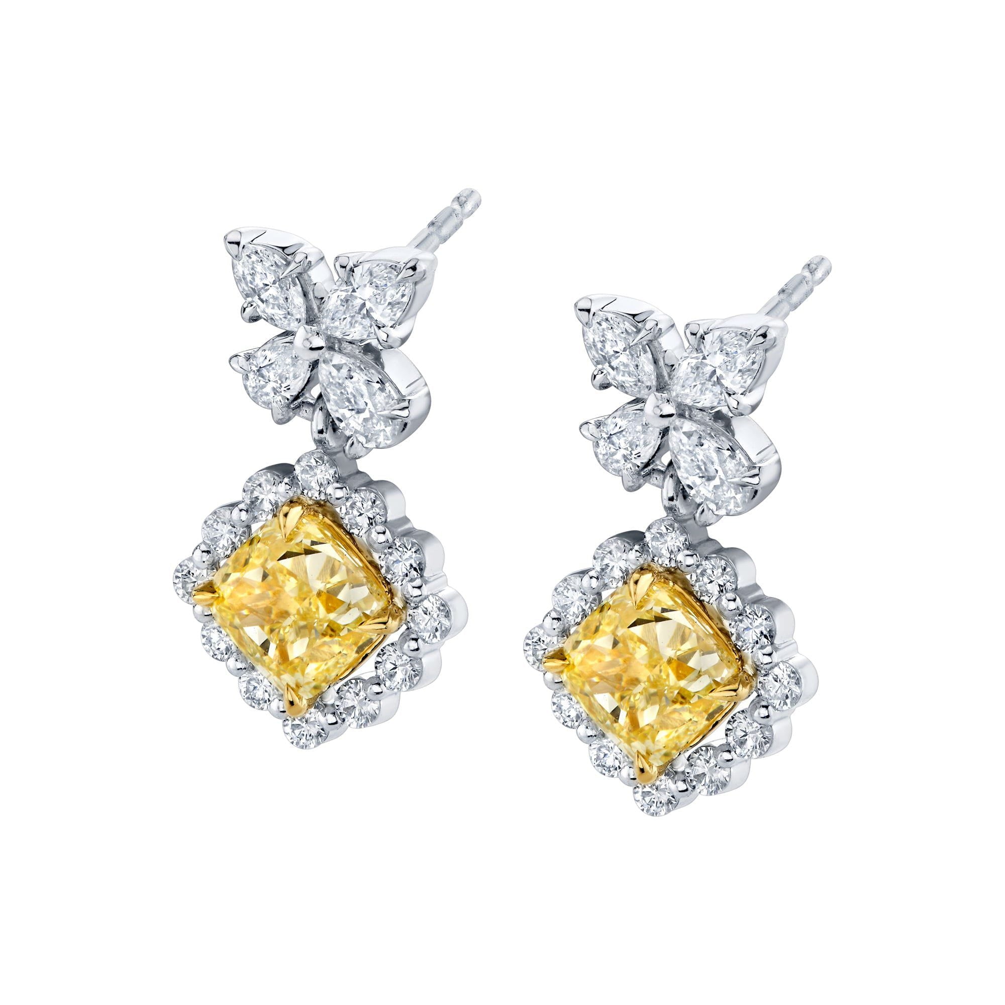 MICHAEL M Fashion Earrings Platinum Montage Yellow Diamond Drop Butterfly Earrings