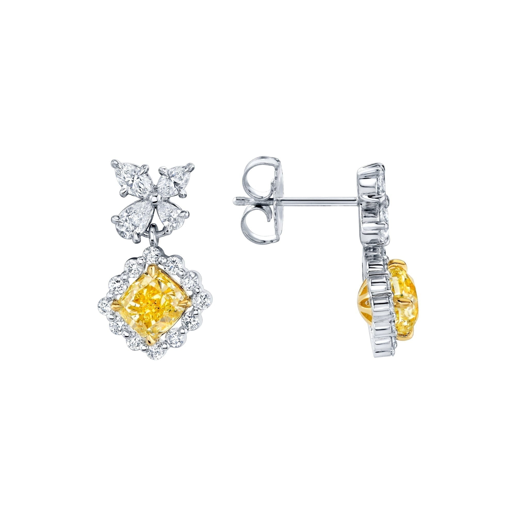 MICHAEL M Fashion Earrings Platinum Montage Yellow Diamond Drop Butterfly Earrings