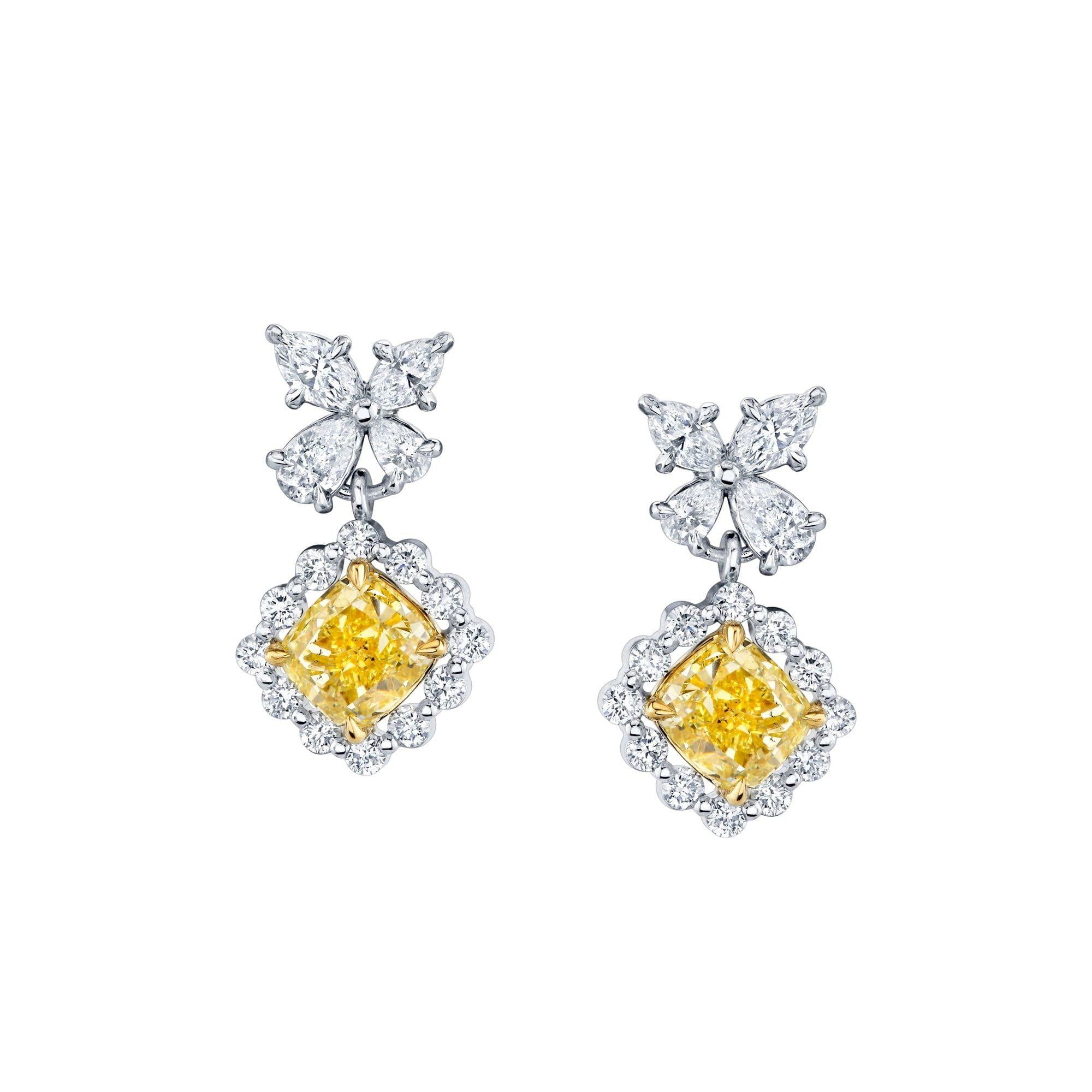 MICHAEL M Fashion Earrings Platinum Montage Yellow Diamond Drop Butterfly Earrings