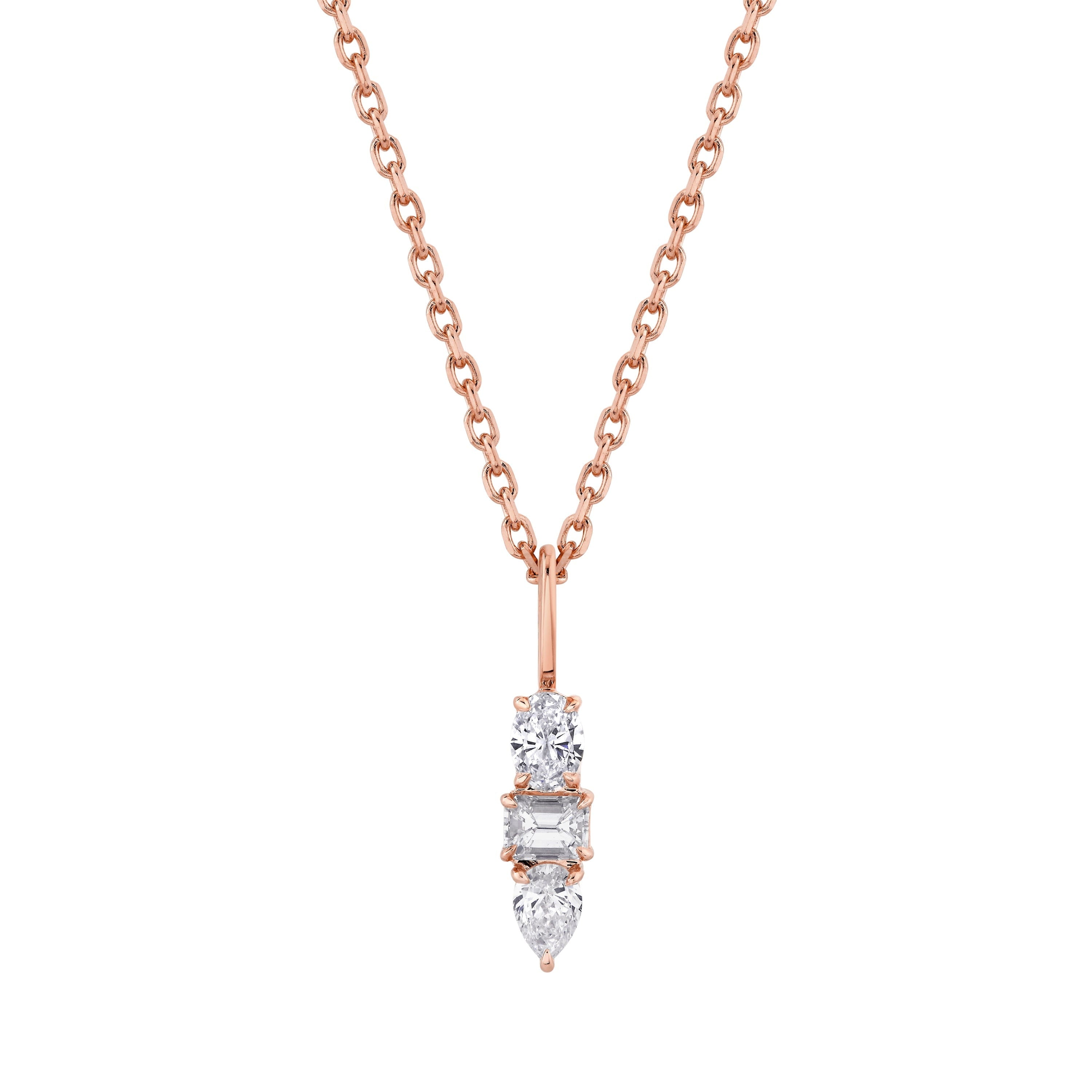 MICHAEL M Fashion Necklaces 14K Rose Gold Montage 3 Drop Pendant Necklace