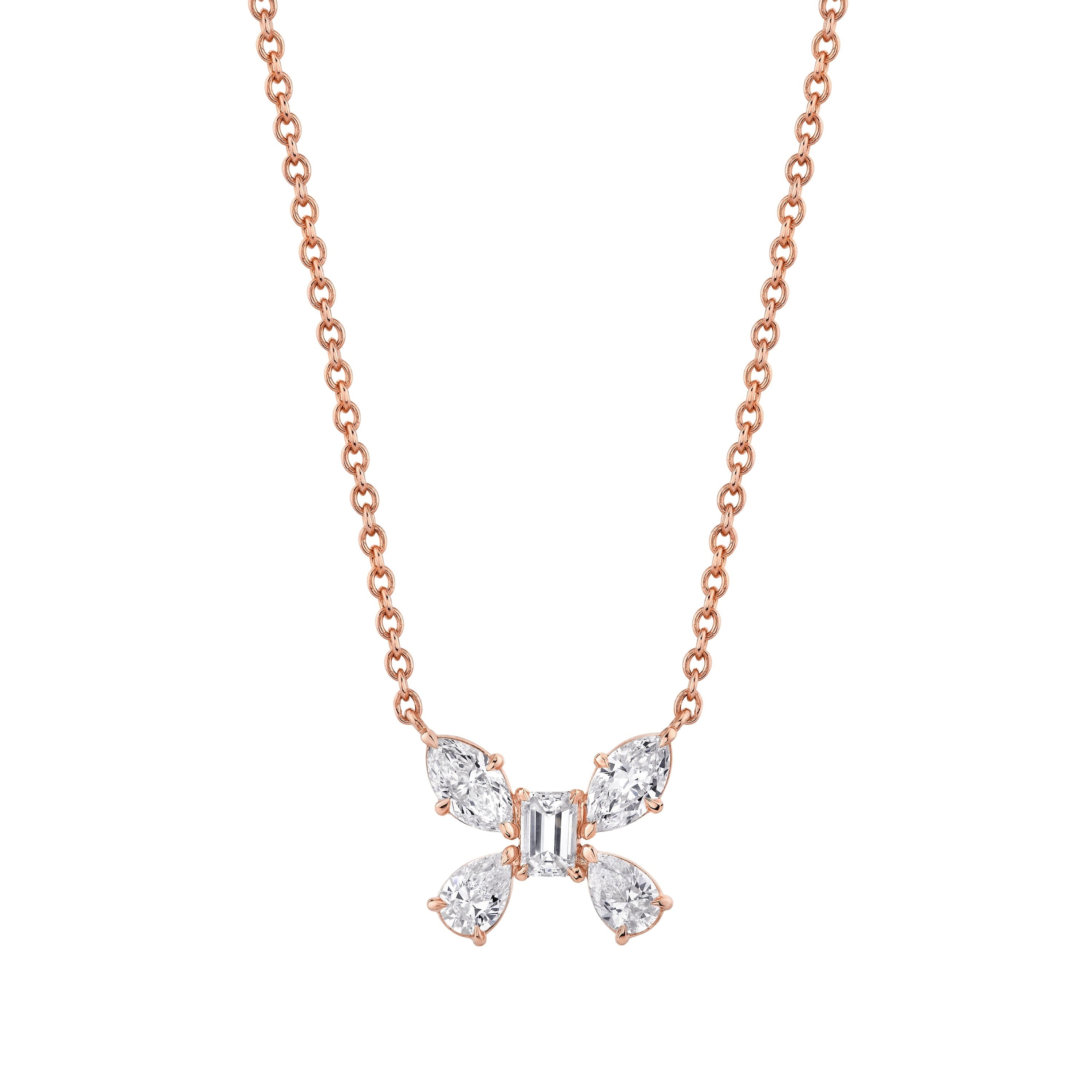 MICHAEL M Fashion Necklaces 14K Rose Gold Montage Butterfly Pendant