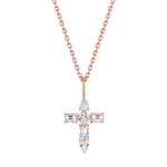 MICHAEL M Fashion Necklaces 14K Rose Gold Montage Diamond Emerald Cross Pendant P410
