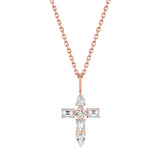 MICHAEL M Fashion Necklaces 14K Rose Gold Montage Diamond Emerald Cross Pendant P410