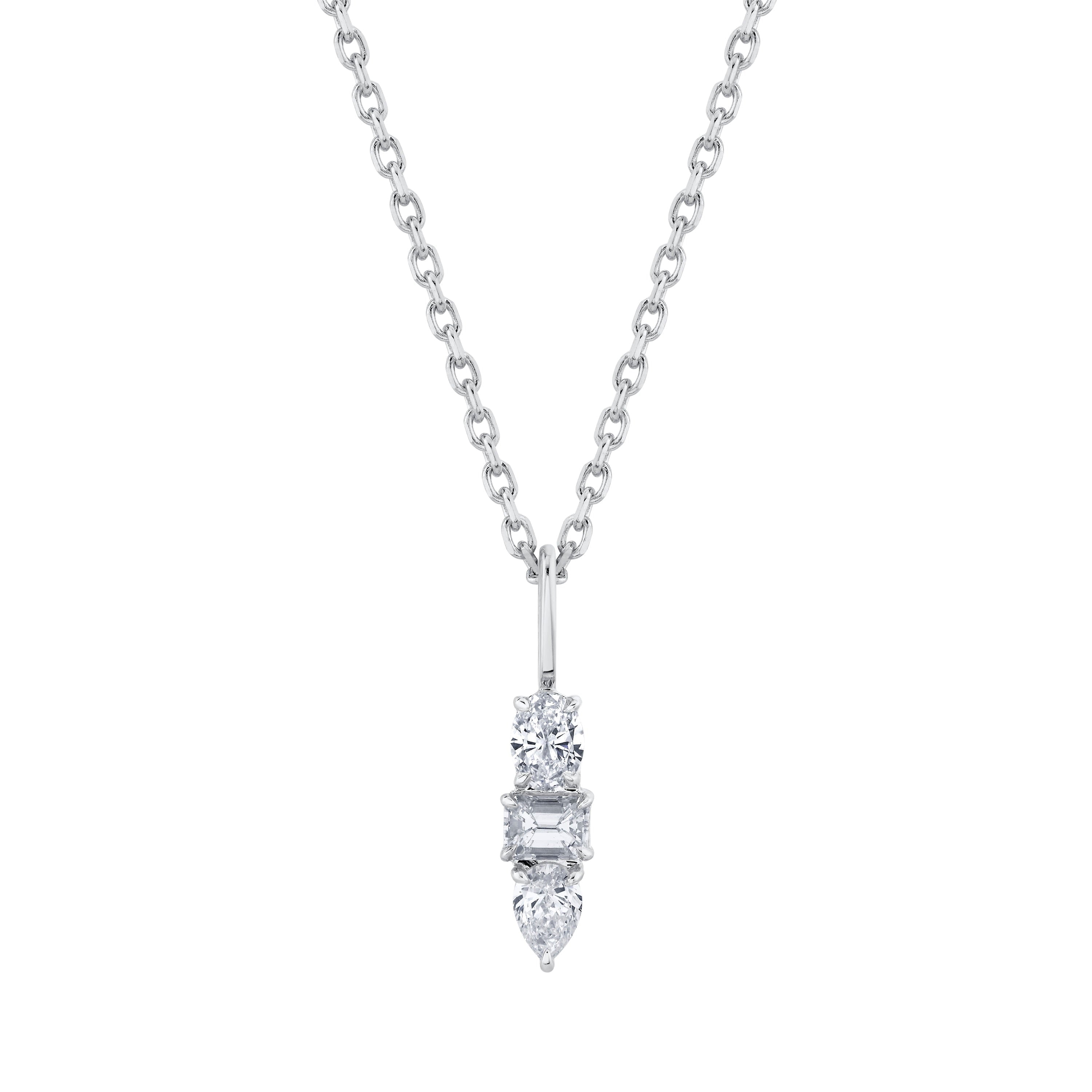 MICHAEL M Fashion Necklaces 14K White Gold Montage 3 Drop Pendant Necklace P411