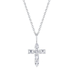 MICHAEL M Fashion Necklaces 14K White Gold Montage Diamond Emerald Cross Pendant P410