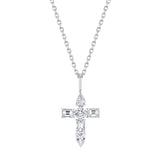 MICHAEL M Fashion Necklaces 14K White Gold Montage Diamond Emerald Cross Pendant P410