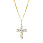 MICHAEL M Fashion Necklaces 14K Yellow Gold Montage Diamond Emerald Cross Pendant P410