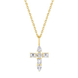 MICHAEL M Fashion Necklaces 14K Yellow Gold Montage Diamond Emerald Cross Pendant P410