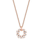 MICHAEL M Fashion Necklaces 18K Rose Gold Montage Baguette and Princess Cut Ring Pendant