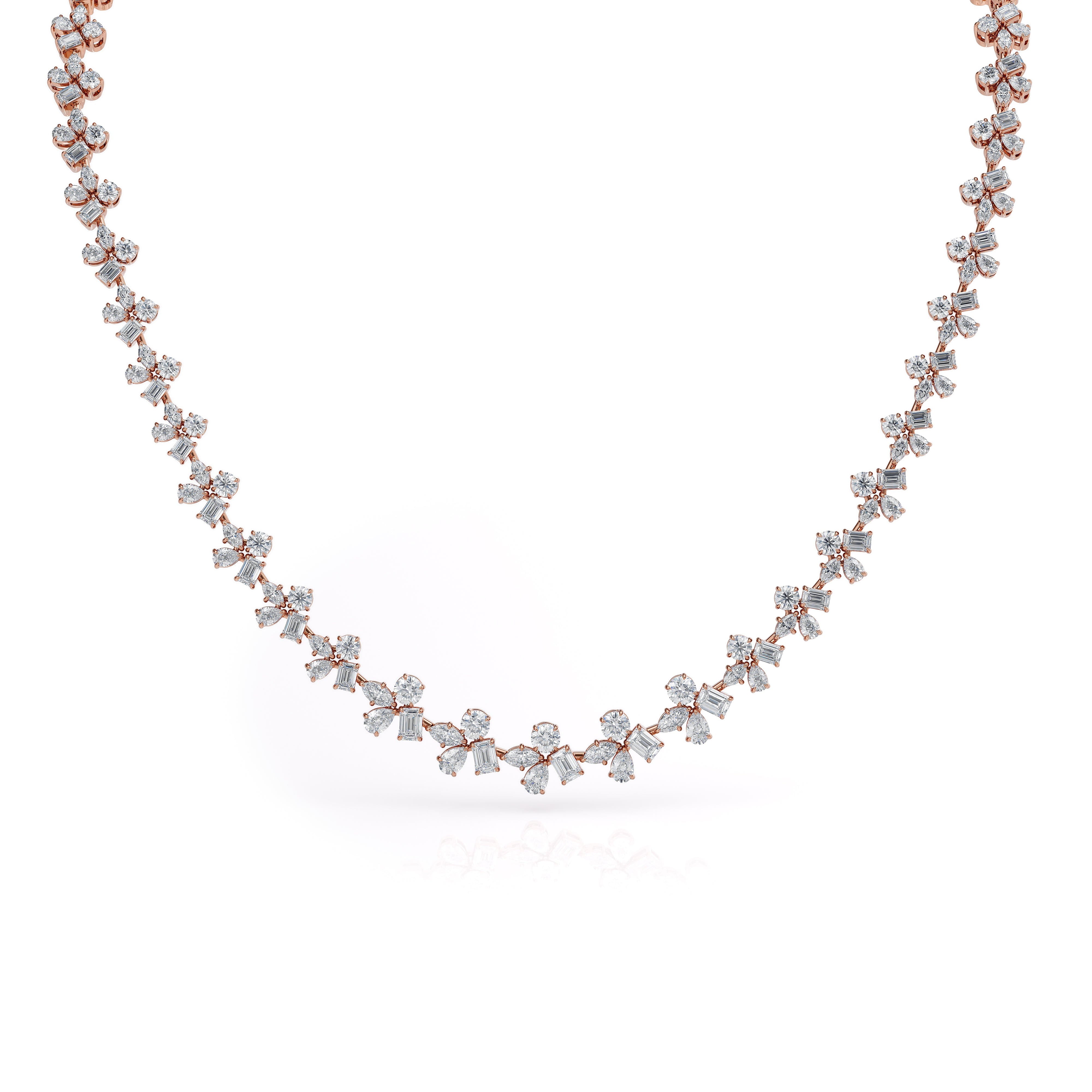 MICHAEL M Fashion Necklaces 18K Rose Gold Montage Cluster Riviera Necklace CN403