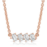 MICHAEL M Fashion Necklaces 18K Rose Gold Montage Emerald Cut Diamond Bar Necklace P553