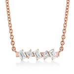 MICHAEL M Fashion Necklaces 18K Rose Gold Montage Emerald & Princess Diamond Bar Necklace P552
