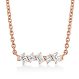 MICHAEL M Fashion Necklaces 18K Rose Gold Montage Emerald & Princess Diamond Bar Necklace P552