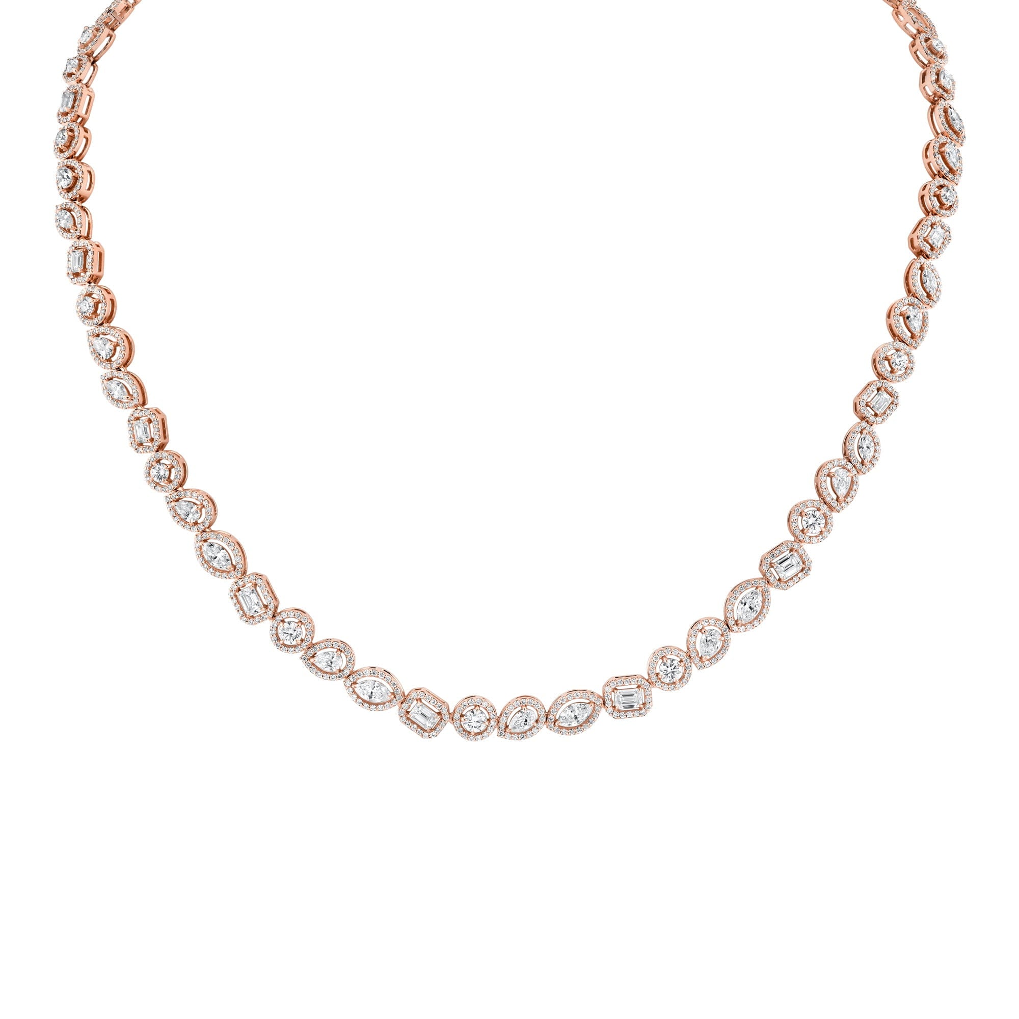 MICHAEL M Fashion Necklaces 18K Rose Gold Montage Halo Riviera Necklace CN365