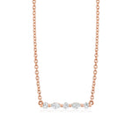 MICHAEL M Fashion Necklaces 18K Rose Gold Montage Marquise and Round Cut Diamond Bar Necklace P556