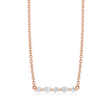 MICHAEL M Fashion Necklaces 18K Rose Gold Montage Marquise and Round Cut Diamond Bar Necklace P556