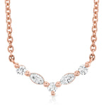 MICHAEL M Fashion Necklaces 18K Rose Gold Montage Marquise and Round Cut Diamond Chevron Necklace P557