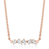 MICHAEL M Fashion Necklaces 18K Rose Gold Montage Mixed Cut Diamond Bar Necklace P555