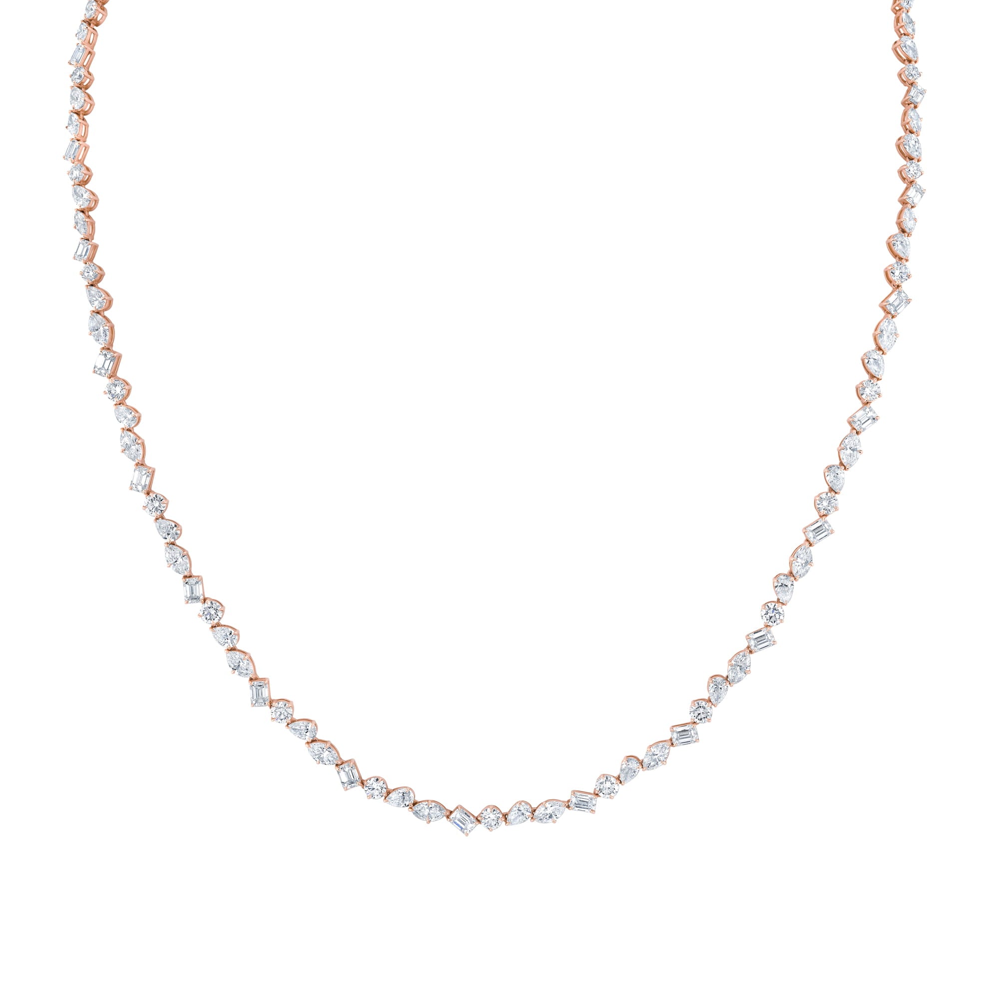 MICHAEL M Fashion Necklaces 18K Rose Gold Montage Mixed-Cut Tennis Necklace CN377
