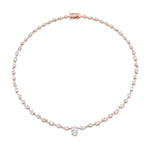 MICHAEL M Fashion Necklaces 18K Rose Gold Montage Oval Diamond Center Riviera Necklace CN362