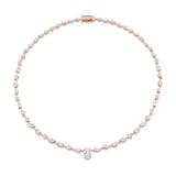MICHAEL M Fashion Necklaces 18K Rose Gold Montage Oval Diamond Center Riviera Necklace CN362